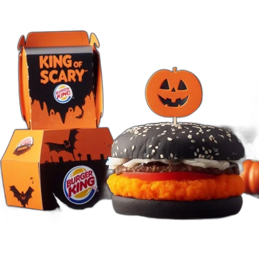 food, crown, burger, king, offers, spooky, halloween-themed, featuring transparent PNG cut-out