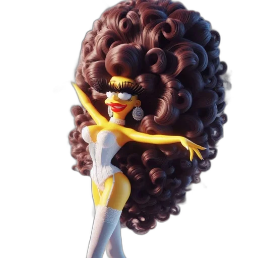hair, crown, staff, jewelry, concept art, 3d render, cartoon, animated transparent PNG cut-out