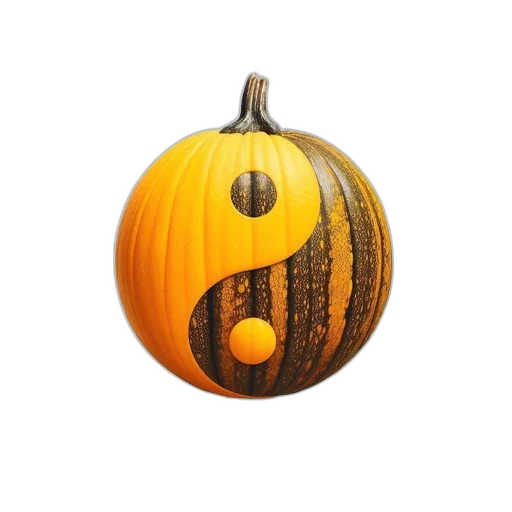 jewelry, 3d render, photorealistic, unusual, pumpkin, displays, yin, yang transparent PNG cut-out