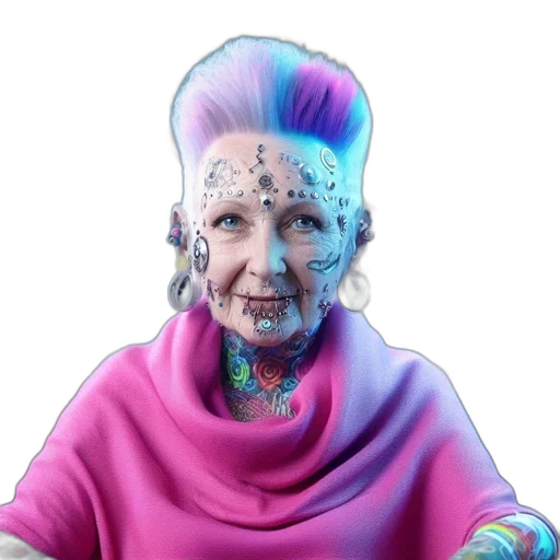 face, mask, jewelry, creature, photorealistic, cyberpunk, 3d render, vaporwave transparent PNG cut-out