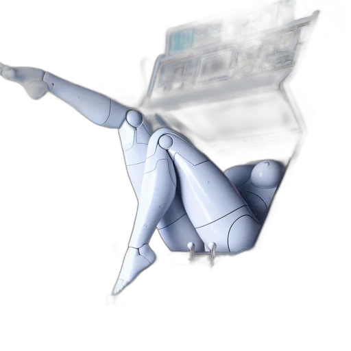 robot, staff, weapon, dragon, concept art, 3d render, vaporwave, photorealistic transparent PNG cut-out