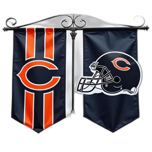 two, flags, displayed, one, chicago, bears, logo, other transparent PNG cut-out