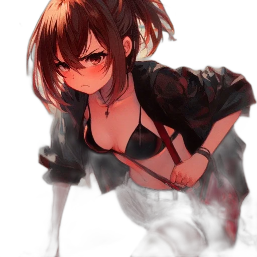 weapon, jacket, dress, mask, anime, concept art, cyberpunk, watercolor transparent PNG cut-out