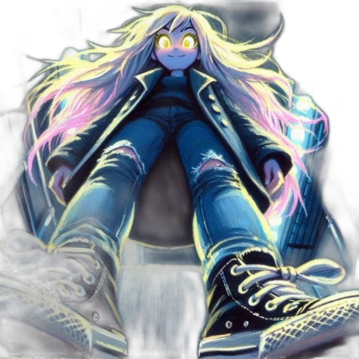 jacket, creature, concept art, vaporwave, fantasy art, 3d render, neon lights, blue transparent PNG cut-out