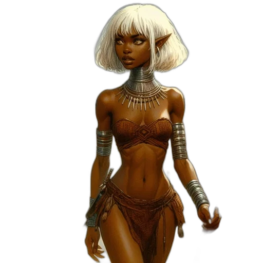 jewelry, robot, dress, concept art, fantasy art, comic book art, 3d render, earth tones transparent PNG cut-out