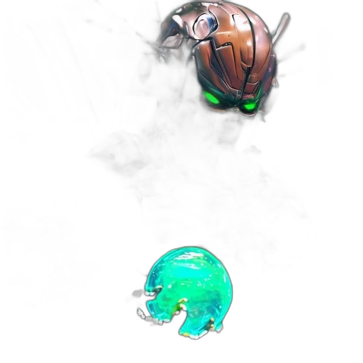 robot, mask, creature, weapon, concept art, 3d render, watercolor, fantasy art transparent PNG cut-out