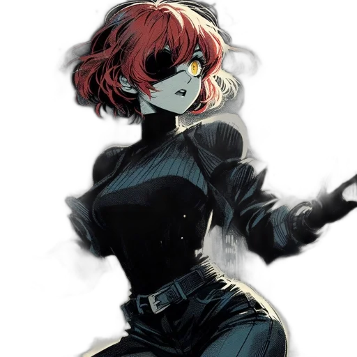 jacket, mask, staff, weapon, concept art, comic book art, cyberpunk, anime transparent PNG cut-out