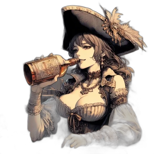 bottle, hat, fantasy art, pixel art, concept art, photorealistic, inside, dimly transparent PNG cut-out