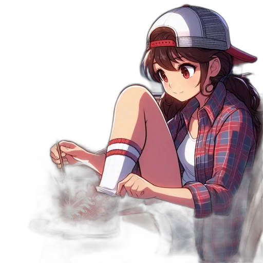 hat, face, dress, creature, anime, pixel art, concept art, vaporwave transparent PNG cut-out