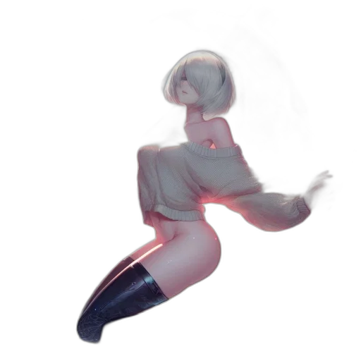 robot, creature, dress, mask, concept art, 3d render, watercolor, vaporwave transparent PNG cut-out