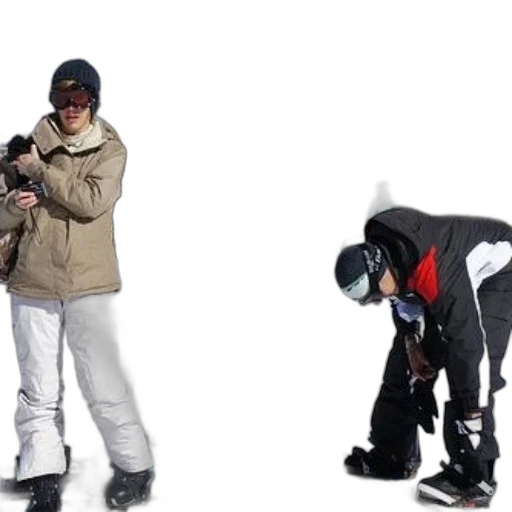 jacket, staff, 3d render, concept art, snow, monochrome, group, people transparent PNG cut-out