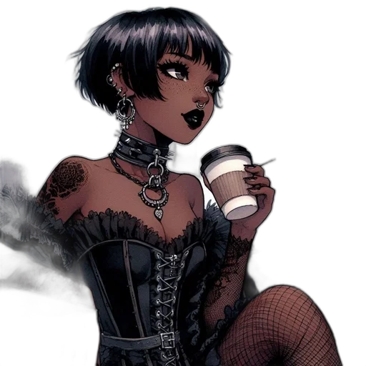 comic book art, concept art, fantasy art, cyberpunk, dark, individual, gothic, aesthetic transparent PNG cut-out