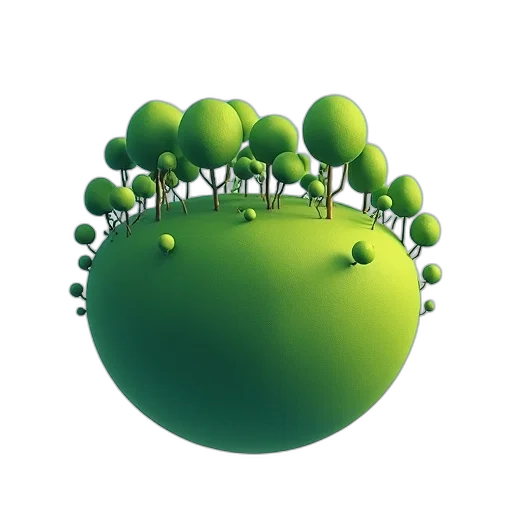 crown, staff, umbrella, tree, 3d render, concept art, photorealistic, green transparent PNG cut-out