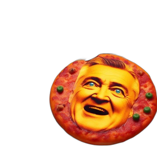 food, face, creature, mask, amusing, creatively, arranged, pizza transparent PNG cut-out