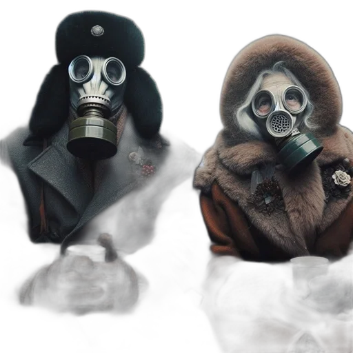 mask, jacket, concept art, 3d render, cyberpunk, watercolor, dark, two transparent PNG cut-out