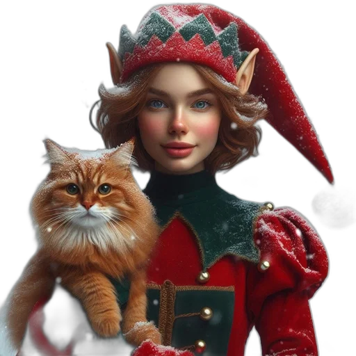 fantasy art, photorealistic, concept art, oil painting, red, woman, elf-like, attire transparent PNG cut-out