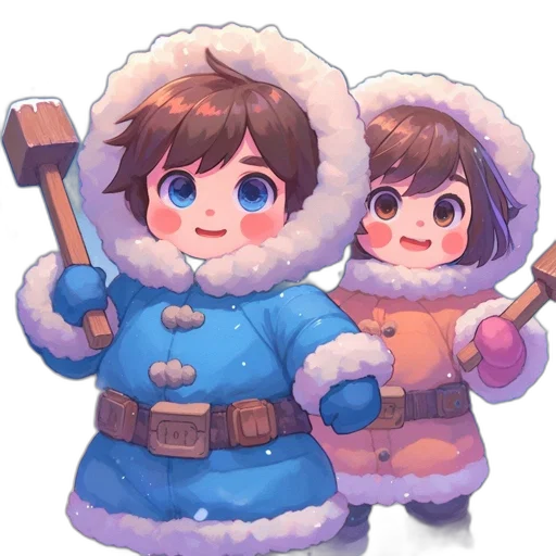 staff, pixel art, concept art, fantasy art, watercolor, snow, blue, two transparent PNG cut-out