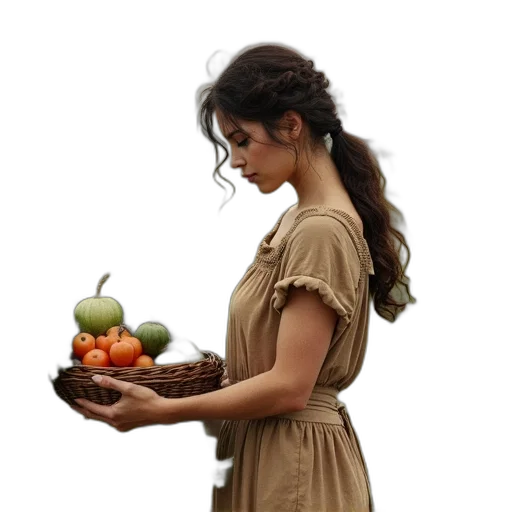 food, dress, jewelry, staff, photorealistic, concept art, oil painting, fantasy art transparent PNG cut-out