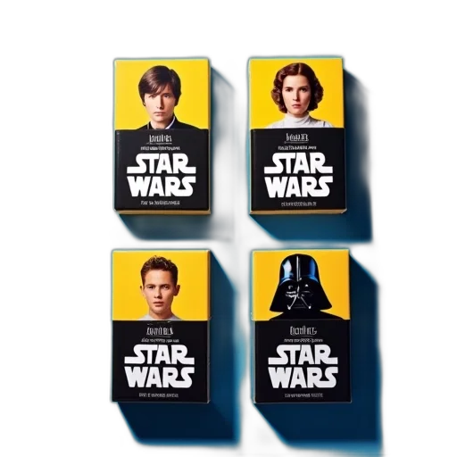 collection, four, star, wars-themed, cigarette, packs, displayed, blue transparent PNG cut-out