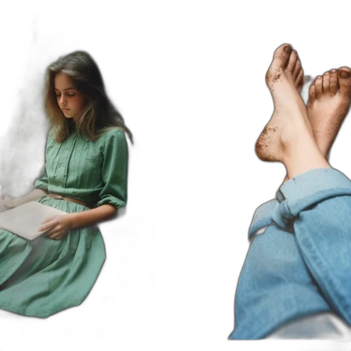 shoes, dress, furniture, photorealistic, concept art, oil painting, 3d render, fog transparent PNG cut-out