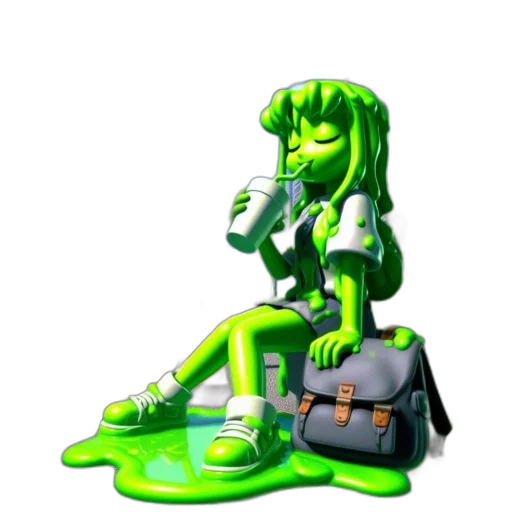 robot, staff, bottle, creature, 3d render, concept art, pixel art, vaporwave transparent PNG cut-out
