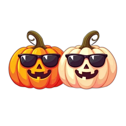 pixel art, 3d render, stylized, illustration, two, candy, pumpkins, one transparent PNG cut-out