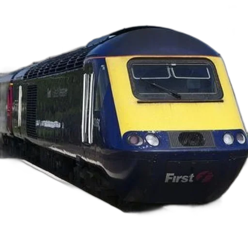 3d render, photorealistic, sleek, modern, train, blue, yellow, accents transparent PNG cut-out