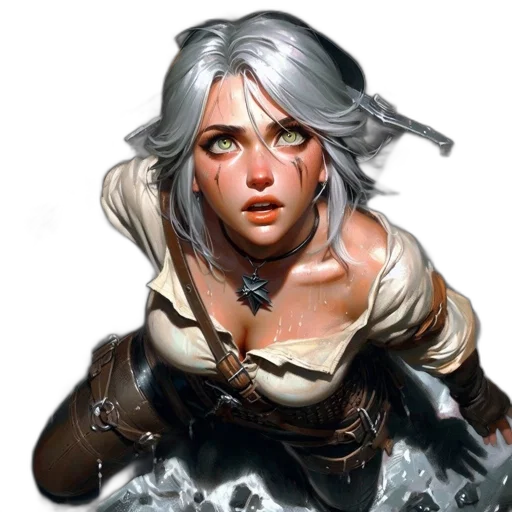 face, concept art, fantasy art, comic book art, photorealistic, dark, monochrome, woman transparent PNG cut-out