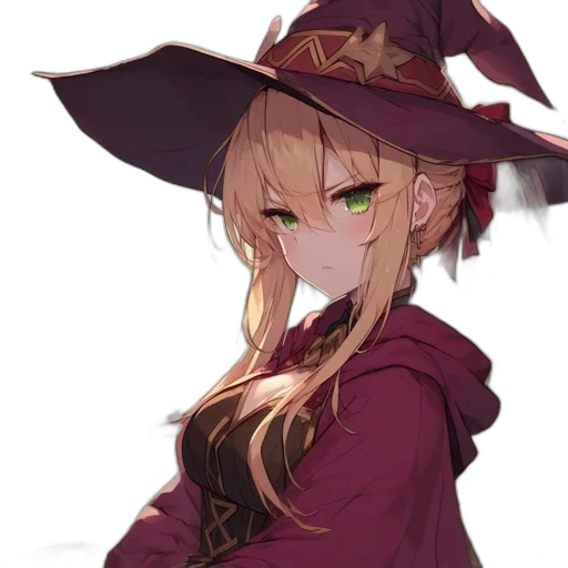 hat, staff, crown, dress, anime, pixel art, fantasy art, concept art transparent PNG cut-out