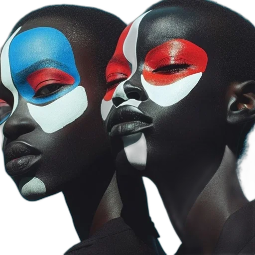 mask, face, photorealistic, concept art, dark, red, colorful, neon transparent PNG cut-out