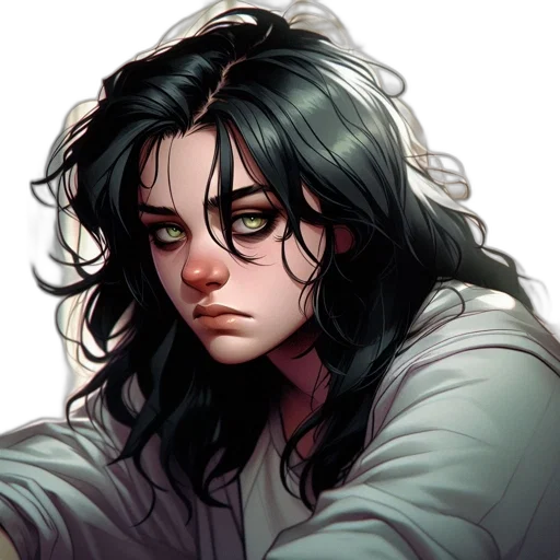 face, concept art, fantasy art, pixel art, comic book art, dark, monochrome, pastel transparent PNG cut-out