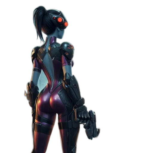 robot, weapon, staff, mask, concept art, cyberpunk, 3d render, pixel art transparent PNG cut-out