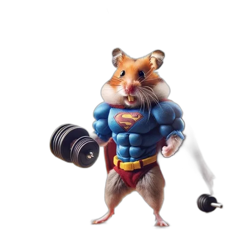 animal, weapon, concept art, 3d render, comic book art, photorealistic, hamster, dressed transparent PNG cut-out