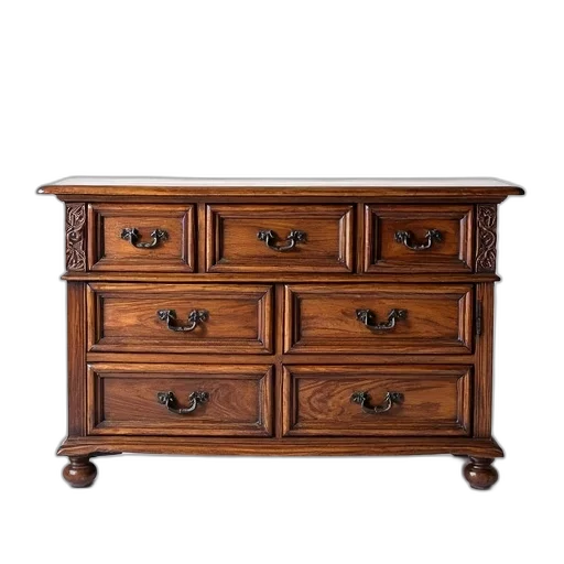 furniture, crown, wooden, dresser, intricate, carvings, multiple, drawers transparent PNG cut-out