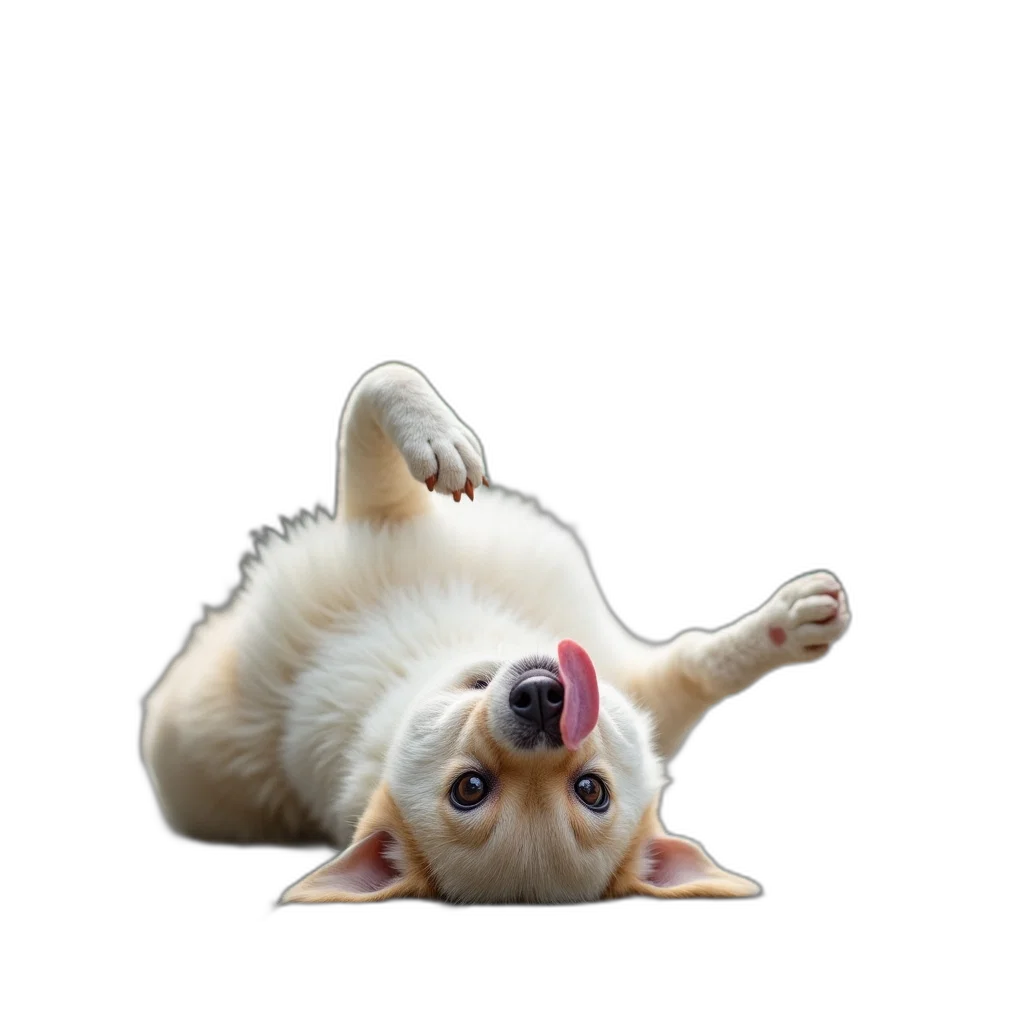 animal, creature, staff, food, photorealistic, white, dog, lying transparent PNG cut-out