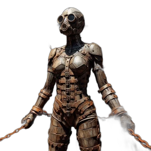 robot, concept art, 3d render, cyberpunk, fantasy art, steampunk-inspired, metallic, humanoid transparent PNG cut-out