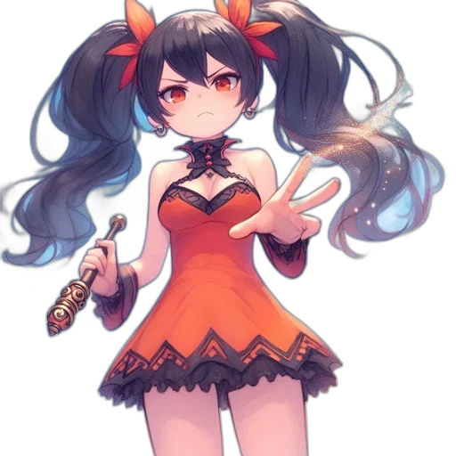 staff, dress, weapon, flower, anime, concept art, pixel art, fantasy art transparent PNG cut-out