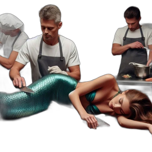 food, underwater, fire, professional, kitchen, cook, prepares, fish-mermaid transparent PNG cut-out
