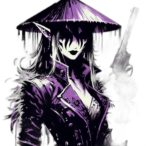 umbrella, weapon, staff, jacket, concept art, anime, cyberpunk, comic book art transparent PNG cut-out