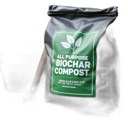 large, bag, biochar, compost, sits, gravel, surface, next transparent PNG cut-out