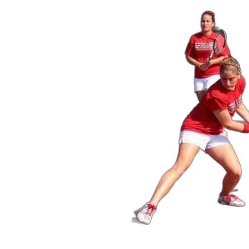 tennis, player, red, white, attire, shown, two, frames transparent PNG cut-out