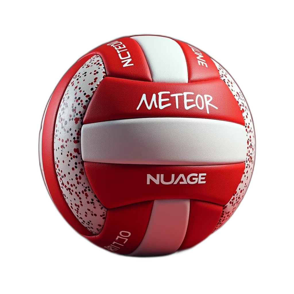 close-up, image, volleyball, red, white, pattern, has, word transparent PNG cut-out