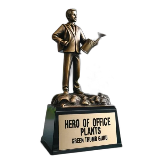 3d render, room, filled, plants, features, humorous, trophy, figurine transparent PNG cut-out