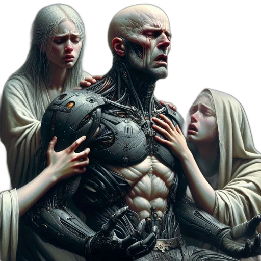 comic book art, concept art, fantasy art, grand, architectural, space, bald, man transparent PNG cut-out