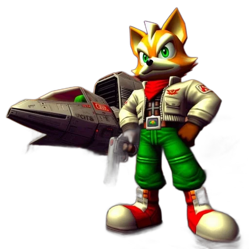 weapon, staff, animal, robot, concept art, 3d render, pixel art, fox-like transparent PNG cut-out