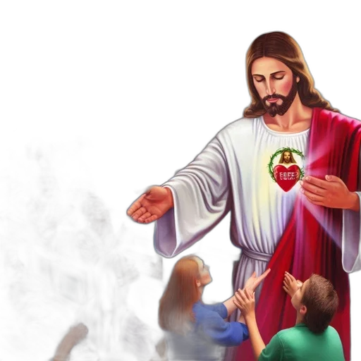 photorealistic, concept art, 3d render, tech-infused, church, setting, monumental, jesus transparent PNG cut-out