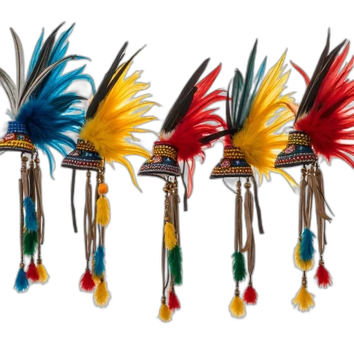 jewelry, staff, weapon, crown, collection, colorful, feathered, headdresses transparent PNG cut-out