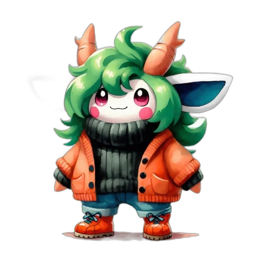 jacket, creature, animal, mask, concept art, 3d render, pixel art, fantasy art transparent PNG cut-out