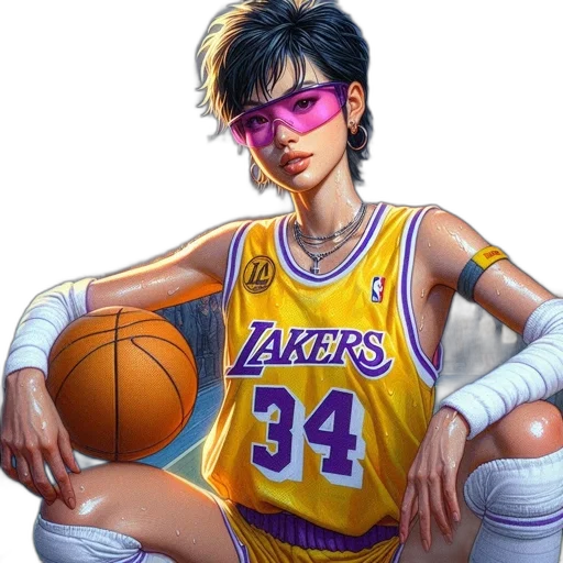 anime, photorealistic, concept art, fantasy art, female, basketball, player, wearing transparent PNG cut-out