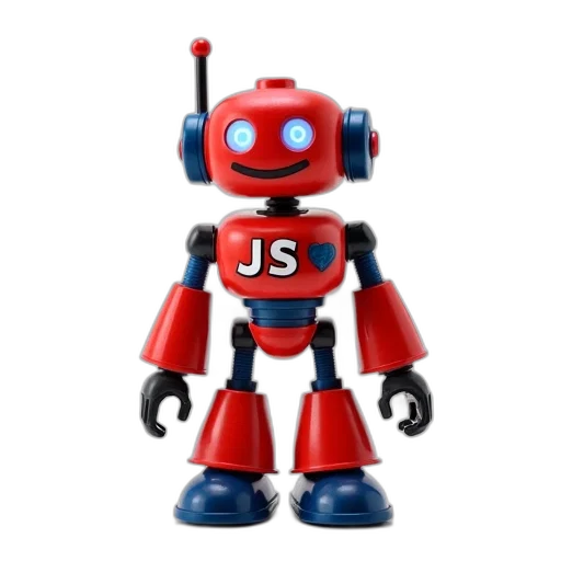 robot, 3d render, red, blue, toy, smiling, face, large transparent PNG cut-out